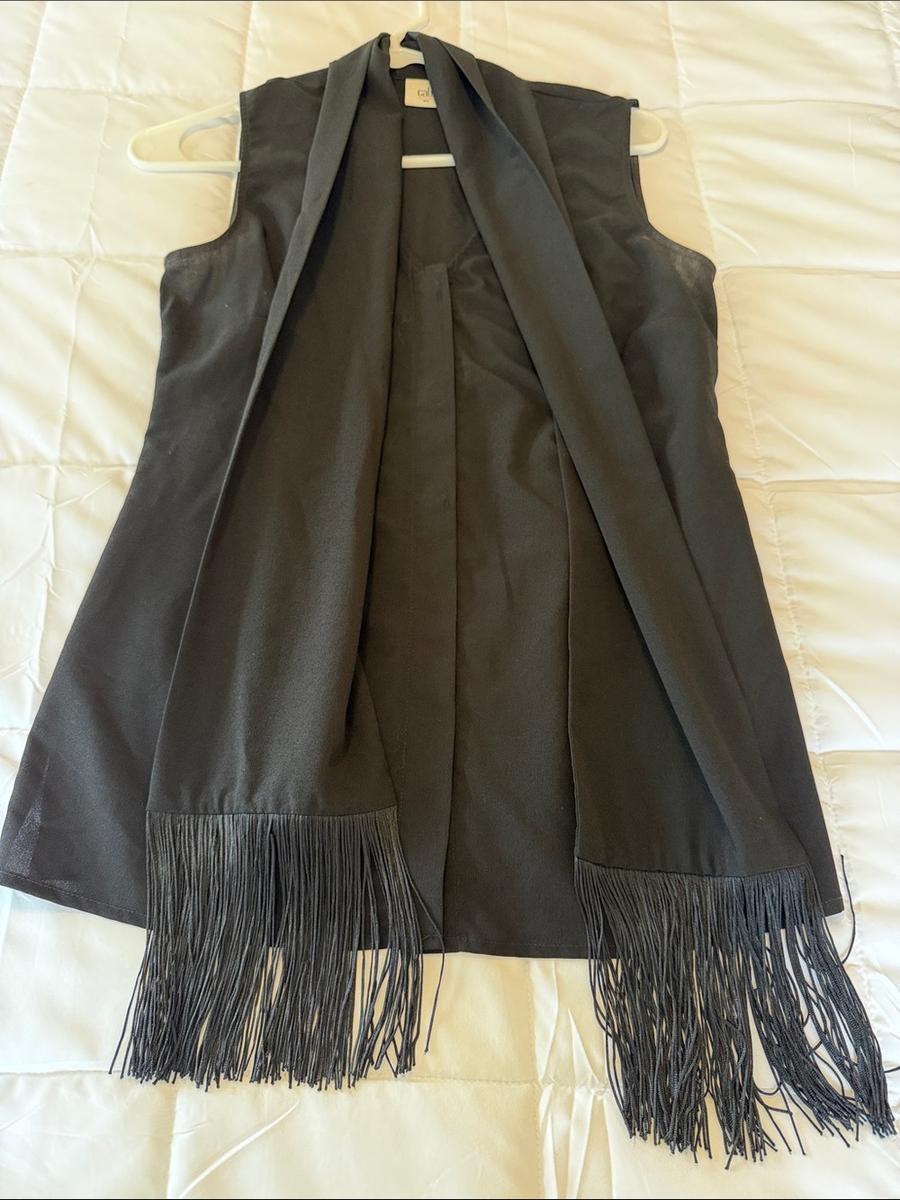 Sleeveless Fringe Work Blouse - Black